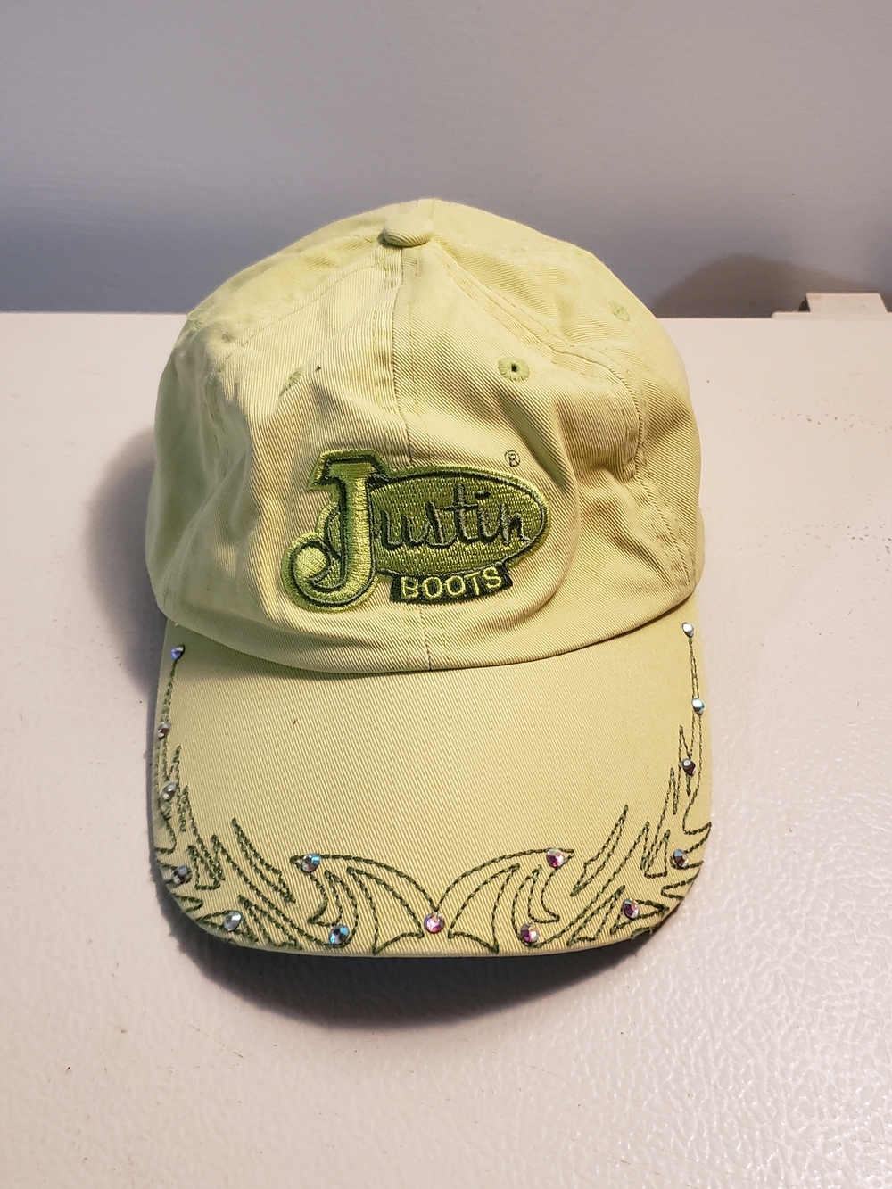 Justin Boots Embroidered Crystal Accent Cap - Light Yellow